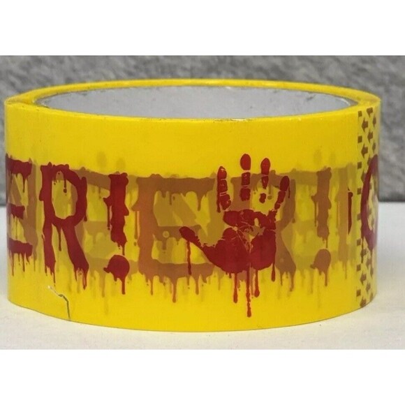 Lot of 2 Rolls Halloween Bloody Do Not Enter Decor Yellow Caution Tape - Picture 3 of 12
